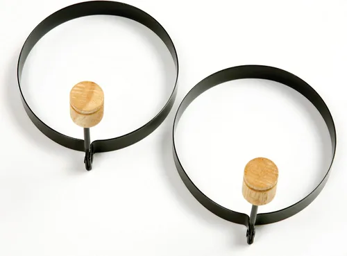 Vista 2 de Norpro Anillos redondos antiadherentes para huevos de panqueques, juego de 2, negro