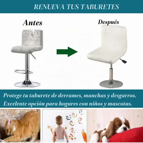 Vista 5 de HFCNMY Fundas para taburete de bar, 4 unidades, elásticas, impermeables, de PU con respaldos, lavables, fundas giratorias para taburete de bar