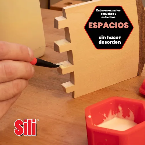 Vista 5 de Sili Kit de cepillos de pegamento con micro cepillos aplicadores de pegamento para madera y cápsula de almacenamiento