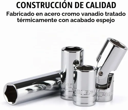 Vista 4 de MIXPOWER 5 piezas de enchufe de 1/4" de 6 puntos de tamaño único de 10 mm, juego de enchufes de 10 mm, enchufe magnético, junta universal, enchufe