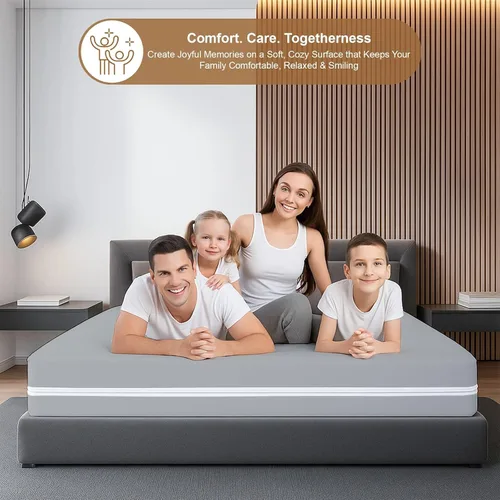 Vista 5 de Funda para colchón de tamaño matrimonial XL, funda impermeable con cremallera, protección de 6 lados, funda de microfibra suave transpirable