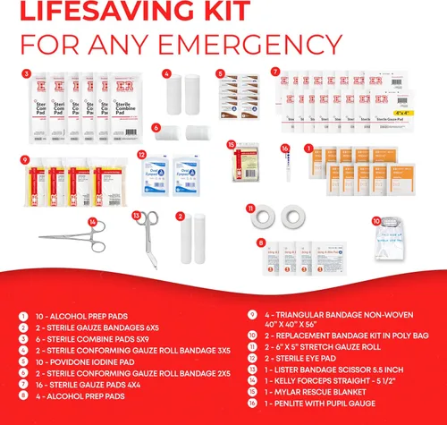 Vista 2 de Ever Ready First Aid Kit de primera respuesta completamente abastecido, naranja