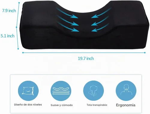Vista 2 de Almohada Cómoda para Extensión de Pestañas, Almohada de Espuma Viscoelástica con Contorno Cervical para Soporte al Dormir, Almohada para Injerto
