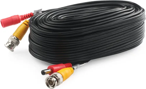 Vista 4 de Postta - Cable de alimentación de vídeo BNC para cámaras de seguridad de vídeo con dos conectores para sistema de vigilancia CCTV DVR 1 Paquete