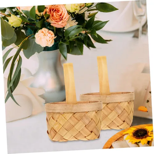 Vista 7 de Zerodeko Cesta de madera estilo 4pcs Little Baskets para almacenamiento de arreglos florales