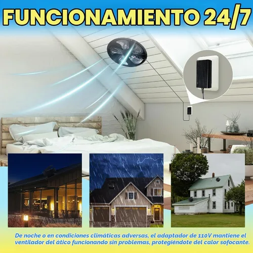 Vista 5 de LANGY Ventilador solar para ático con termostato, ventilador de ventilación solar de techo con panel solar de 55 W, ventilador de escape de techo