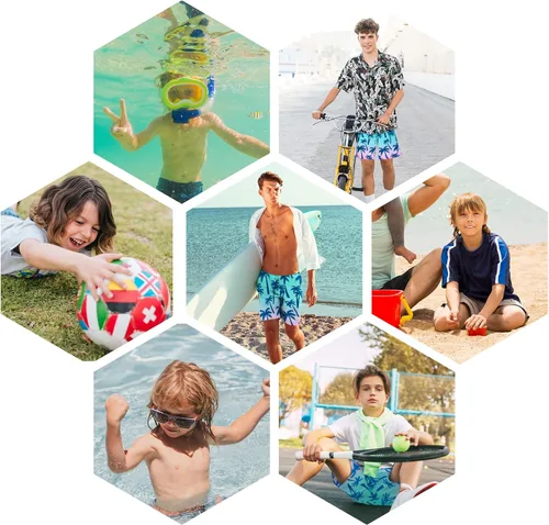 Vista 7 de MaciRept Traje de baño para niños, pantalones cortos de natación para niños y adolescentes, con forro de compresión, traje de baño para niños de 4 a