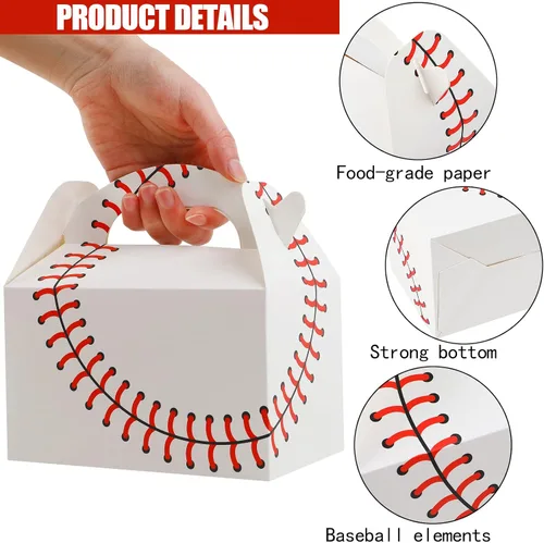 Vista 3 de CCINEE Cajas de regalo de béisbol, 16 unidades, temática deportiva, caja de regalo de fiesta de 6.2 pulgadas, bolsas de cartón para niños, adultos