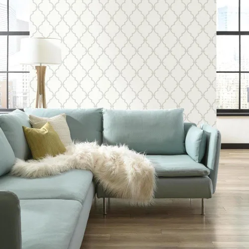 Vista 4 de Papel para empapelar York Wallcoverings con gráficos, diseño enrejado, YS9102 Piedra