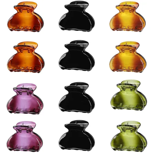 Vista 9 de Lolalet - Paquete de 12 pinzas pequeñas para el cabello para mujer, cabello fino y corto, 1.5 pulgadas, lindos clips de mandíbula de tamaño mediano