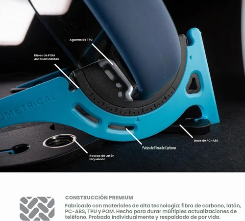 Vista 6 de GEOMETRICAL Trípode de bolsillo PROv2 - Soporte tamaño tarjeta, para iPhone, kit universal azul alienígena
