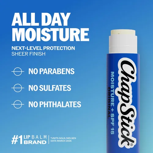 Vista 8 de ChapStick Moisturizer Original - Tubos de bálsamo labial, SPF 15 y protector de la piel, 0.15 onzas (paquete de 12)