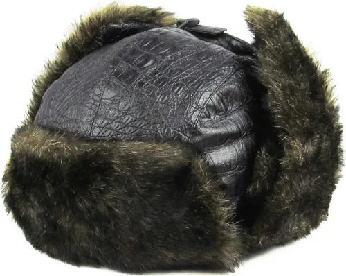 Vista 6 de Mezcla de lana de aviador cazador de soldado con orejeras Ushanka Esquimal, bombardero ruso, cálido, invierno frío
