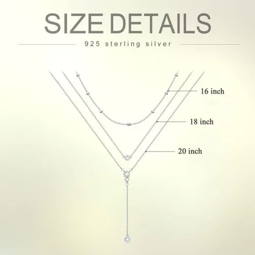 Vista 5 de Collar bohemio en capas de plata de ley triple 3 apilados barra vertical triangular collares largos en capas joyería de Navidad regalos para mujer
