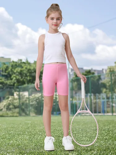 Vista 6 de Resinta Paquete de 6 pantalones cortos de ciclismo para niñas, ropa de verano, multicolor
