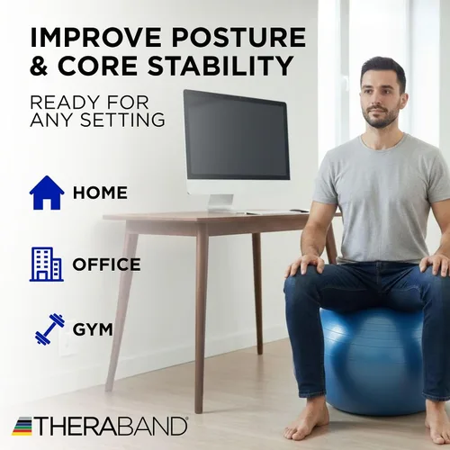 Vista 5 de THERABAND Exercise and Stability Ball for Improved Posture, Balance, Core Fitness, Coordination and Rehab