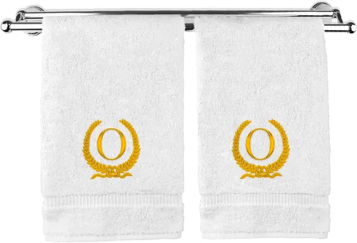 Vista 42 de Toalla de mano con monograma, regalo personalizado, 16 x 30 pulgadas, letra blanca bordada con diseño de corona en toalla negra, extra absorbente