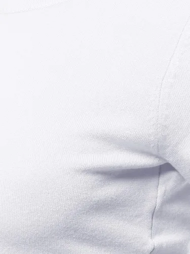 Vista 4 de Suéter de punto de viscosa de manga corta con cuello redondo liso para mujer