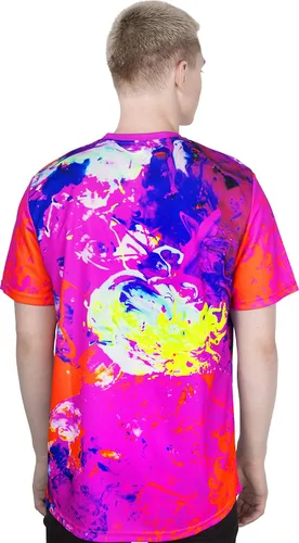 Vista 3 de aofmoka - Camiseta ultravioleta hecha a mano, reactiva a luz negra, con impresión decorativa