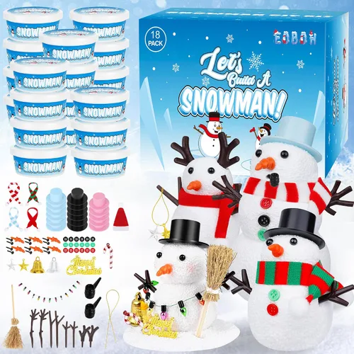 Vista 8 de Kit de Manualidades Navideñas de Muñeco de Nieve, Paquete de 3 Kit de Manualidades DIY de Muñeco de Nieve para Niños, Construye un Muñeco de Nieve