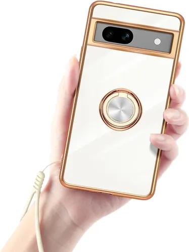 Vista 21 de Funda para Google Pixel 7 Pro para mujer, galvanoplastia, borde dorado, elegancia de lujo, parte inferior de un solo color, cubierta de protección