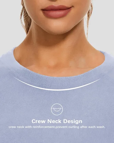 Vista 2 de WOWENY Camisas térmicas para mujer, forro polar, manga larga, capa base, parte superior de invierno Azul bebé