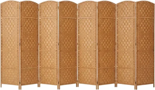 Vista 2 de Legacy Decor 8 Panels Room Divider Privacy Partition Screen Bamboo Fiber Natural Color 5.9 ft High X 11.7 ft Wide