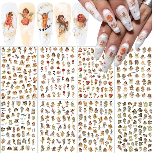 Vista 10 de 24 hojas de calcomanías de arte de uñas de Halloween autoadhesivas 3D, fantasma, calabaza, murciélago, gato, cráneo, diseños de uñas, calcomanías