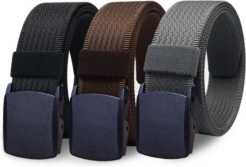 Vista 14 de WYuZe Cinturón de nailon para hombre sin metal sin níquel, cinturón táctico militar para senderismo