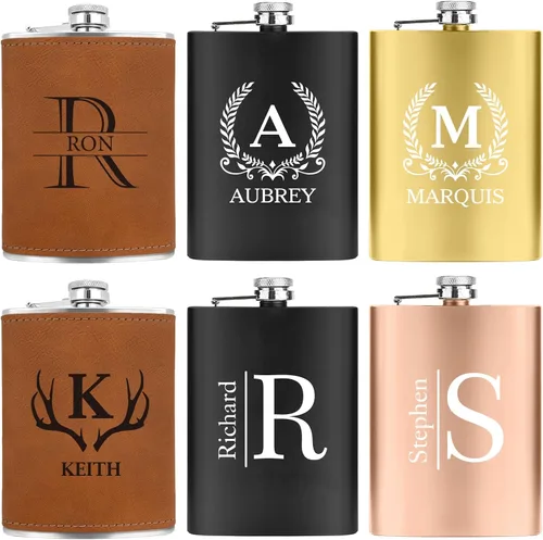 Vista 32 de ELEGANTPARK Petacas para Licor para Hombres con Iniciales Monogramadas Regalos para Hombres Cumpleaños Regalos Personalizados para Él Padrinos Papá