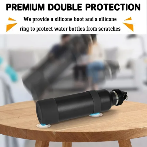 Vista 4 de 2 fundas de silicona para botella de agua, funda protectora de silicona, cubierta inferior antideslizante con anillo de silicona, sin BPA