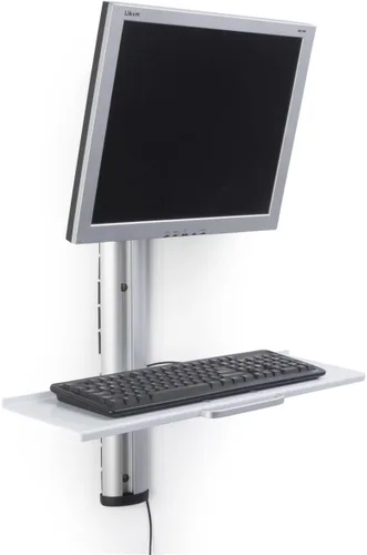 Vista 2 de Displays2go Soporte de pared para monitor y teclado de altura ajustable plateado