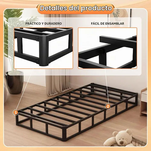 Vista 5 de Husleephu Base de cama de metal de alto perfil de 8 pulgadas con somier