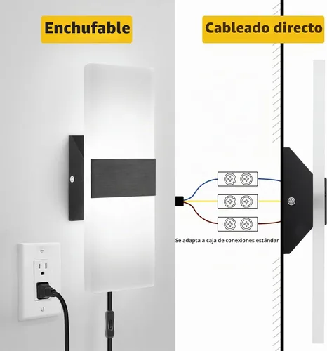 Vista 5 de GOODATE Aplique de pared enchufable con colores ajustables sin escalones de 3000K-6500K y brillo del 10%-100%, luz de pared LED acrílica de 12W