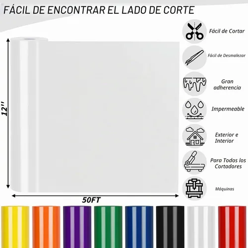 Vista 2 de Rollo de vinilo HTV blanco de 12 pulgadas x 50 pies, vinilo