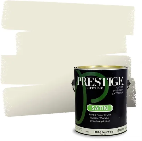 Vista 80 de PRESTIGE Pinturas de pintura exterior e imprimación en uno, 1 galón, plano, combinación comparable de Benjamin Moore* Manzanilla*