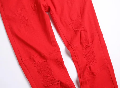 Vista 6 de Jeans ajustados para hombre, pantalones de mezclilla elásticos rasgados