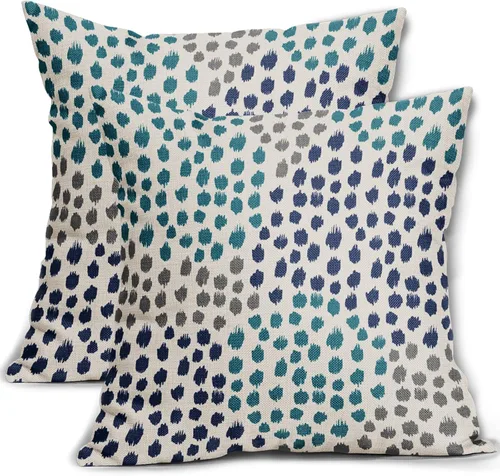 Vista 26 de Sweetshow Juego de 2 fundas de almohada de 16 x 16 pulgadas, diseño bohemio, con diseño de lunares, moderno y moderno, para exteriores, decorativas