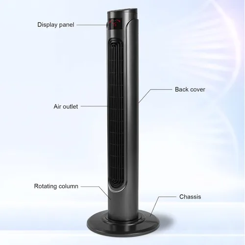 Vista 6 de Simple Deluxe Ventilador de torre oscilante eléctrico de 36 pulgadas con pantalla LED de control remoto y 3 velocidades, 3 modos, temporizador de 15