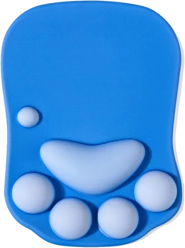 Vista 13 de Alfombrilla de mouse ergonómica con diseño de pata de gato, con soporte para muñeca, gel de silicona, diseño lindo y kawaii, azul y rosa, hogar