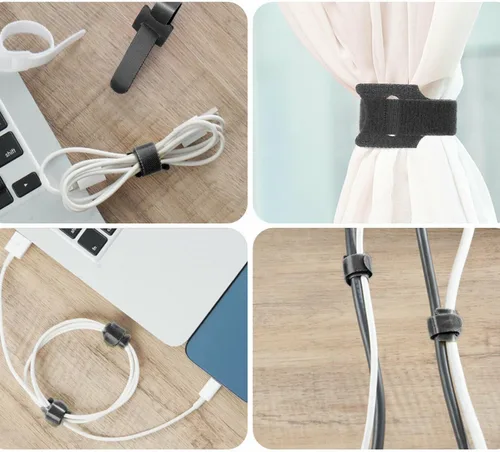 Vista 3 de Bridas reutilizables para cables, 25 unidades, 6 pulgadas, organizador de cables ajustables, color negro