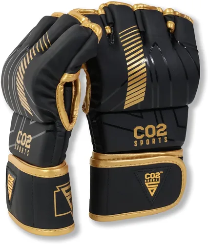 Vista 10 de Guantes Titan MMA, diseño híbrido, guantes de entrenamiento de palma abierta para Sparring, Kickboxing, Muay Thai, color negro