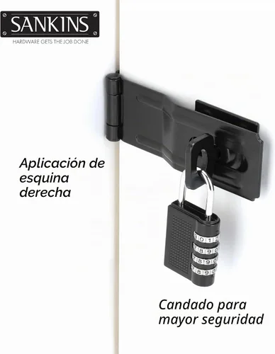 Vista 6 de Cerrojos giratorios de seguridad de 4.5 pulgadas con perilla giratoria, color negro, 1 unidad