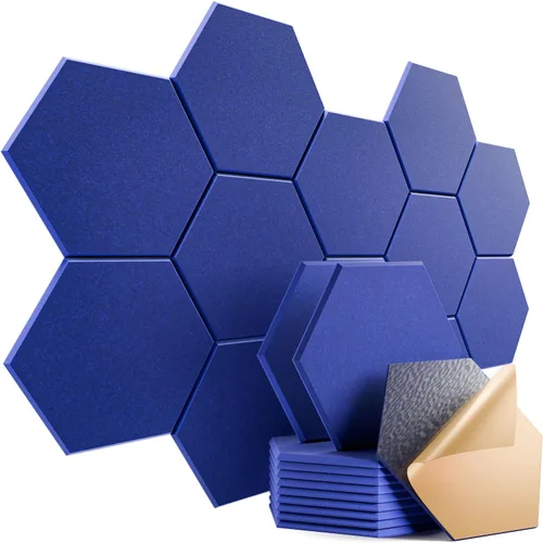 Vista 29 de Paquete de 12 paneles acústicos autoadhesivos de 12 x 10 x 0.4 pulgadas, paneles de espuma a prueba de sonido con alta densidad, elegante diseño