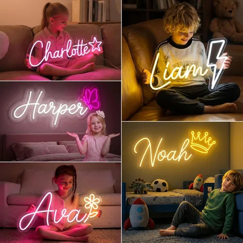Vista 4 de Custom Neon Signs Personalized Neon Name Sign Custom Business Logo Waterproof LED Custom Neon Light Sign for Wedding, Business, Bedroom Wall Decor