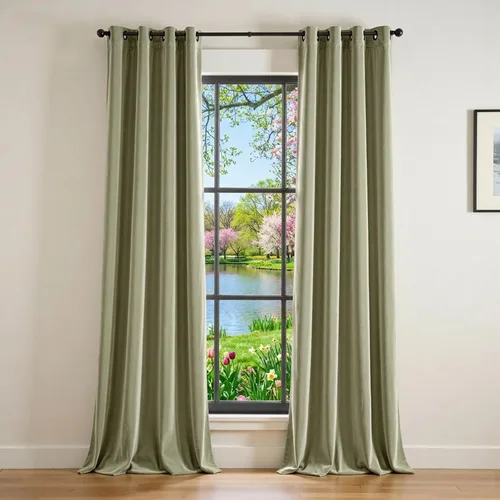 Vista 31 de Lazzzy Cortina opaca de terciopelo azul con aislamiento térmico para dormitorio, sala de estar, oscurecimiento de privacidad, cortinas de terciopelo