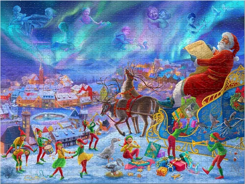 Vista 3 de Winning Moves WM01768-ML1-6 Christmas 2021 - Juego de rompecabezas de 1000 piezas, multicolor