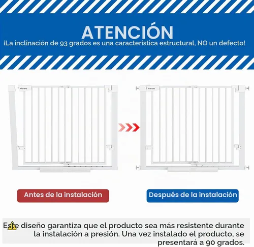 Vista 8 de Puerta de bebé de 29-40 pulgadas para puertas y escaleras, puerta para mascotas con puerta ancha para pasar, sin taladro, puerta de bebé montada a