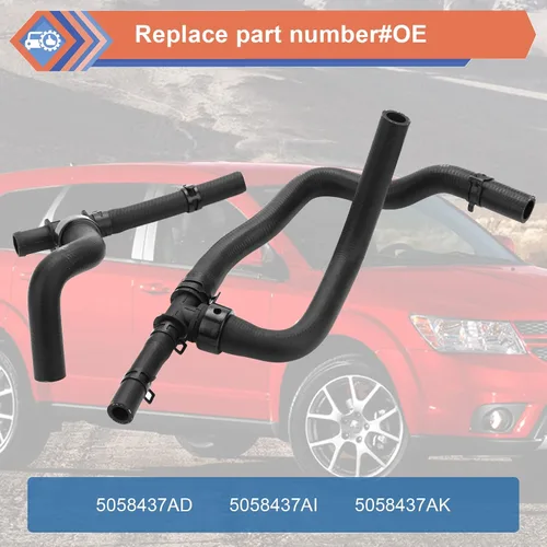 Vista 2 de Kit de tubo de manguera de calentador HVAC con TEE para retorno compatible con Dodge Vehicle 2008-2020 Journey 2.4 VVT, reemplazo # 5058437AD