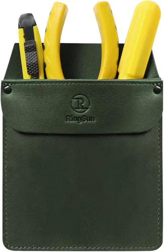 Vista 14 de RingSun Protector de bolsillo de cuero genuino para hombres, bolsa de herramientas duradera, protector de camisas de jeans para herramientas